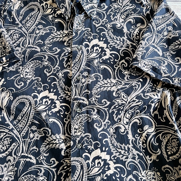 Paul‎ Fredrick Black and Cream Paisley Shirt - Picture 2 of 5